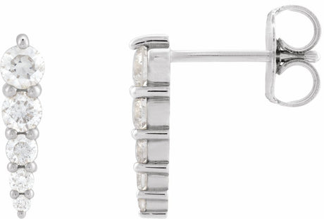 14K White Gold 1/3 CTW Natural Diamond Graduated Bar Earrings