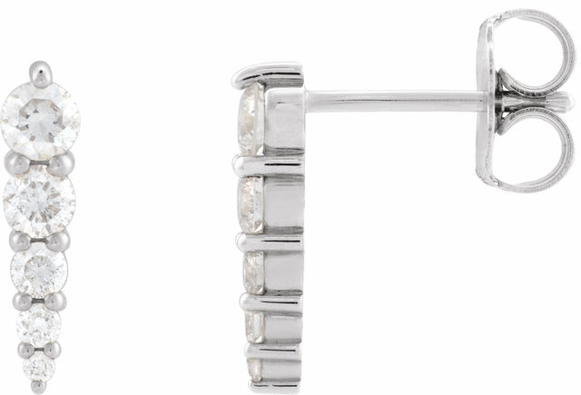 14K White Gold 1/3 CTW Natural Diamond Graduated Bar Earrings