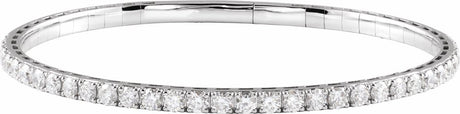 14K White Gold 3 CTW Lab-Grown Diamond  Flexible Bangle 7" Bracelet