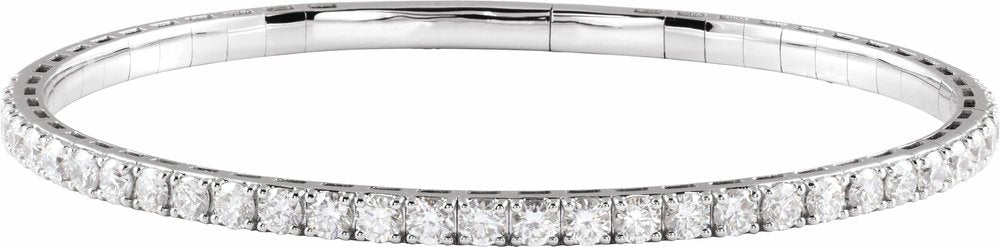 14K White Gold 3 CTW Lab-Grown Diamond  Flexible Bangle 7" Bracelet