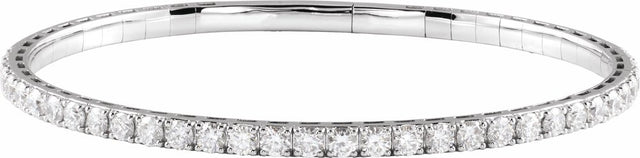 14K White Gold 3 CTW Lab-Grown Diamond  Flexible Bangle 7" Bracelet