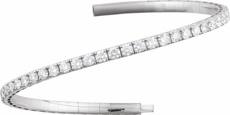 14K White Gold 3 CTW Lab-Grown Diamond  Flexible Bangle 7" Bracelet