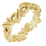 14K Yellow Gold 5.6 mm Floral Pierced Band Size 5.5
