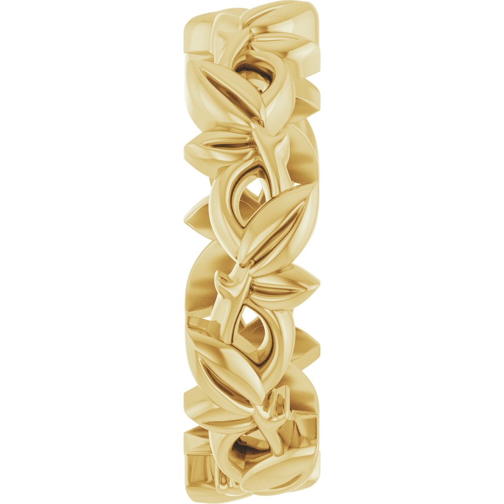 14K Yellow Gold 5.6 mm Floral Pierced Band Size 5.5