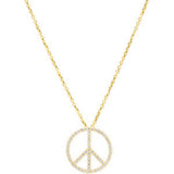 14K Yellow 1/4 CTW Natural Diamond Tiny Peace Sign 16" Necklace
