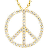 14K Yellow 1/4 CTW Natural Diamond Tiny Peace Sign 16" Necklace