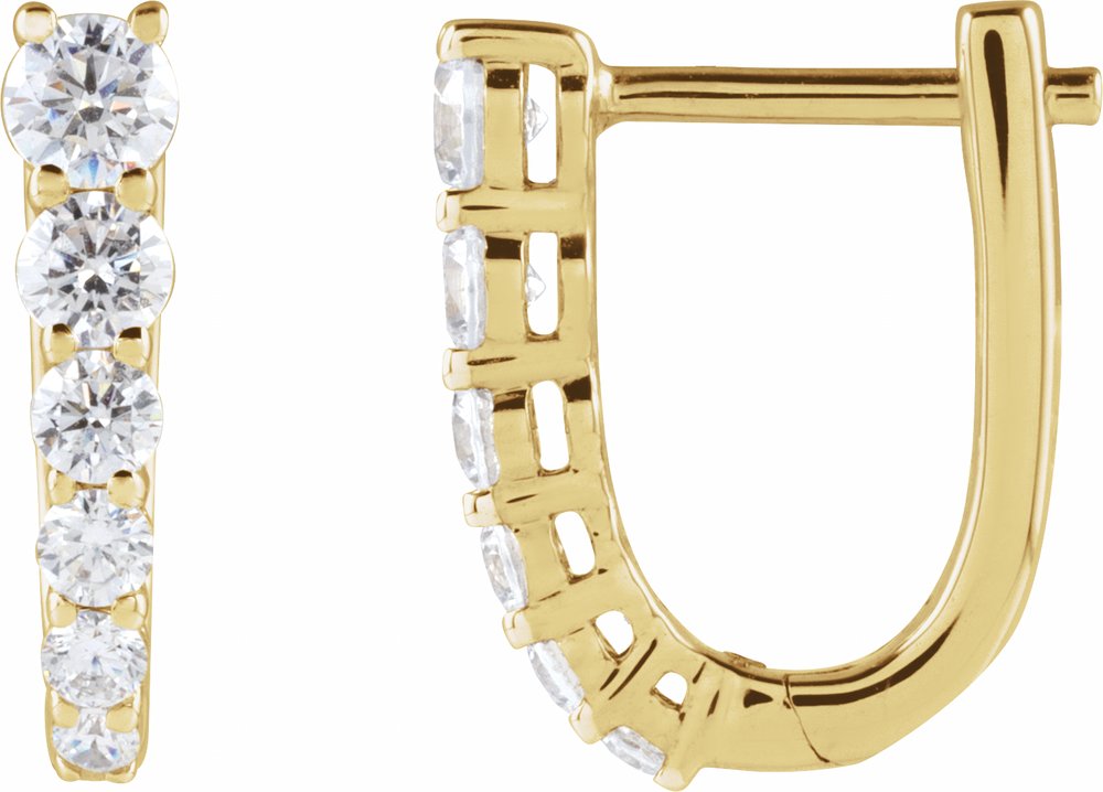 14K Yellow Gold 1/2 CTW Natural Diamond 12.95 mm Hoop Earrings