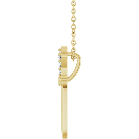 14K Yellow Gold .04 CTW Natural Diamond Dagger 16-18" Necklace