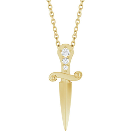 14K Yellow Gold .04 CTW Natural Diamond Dagger 16-18" Necklace