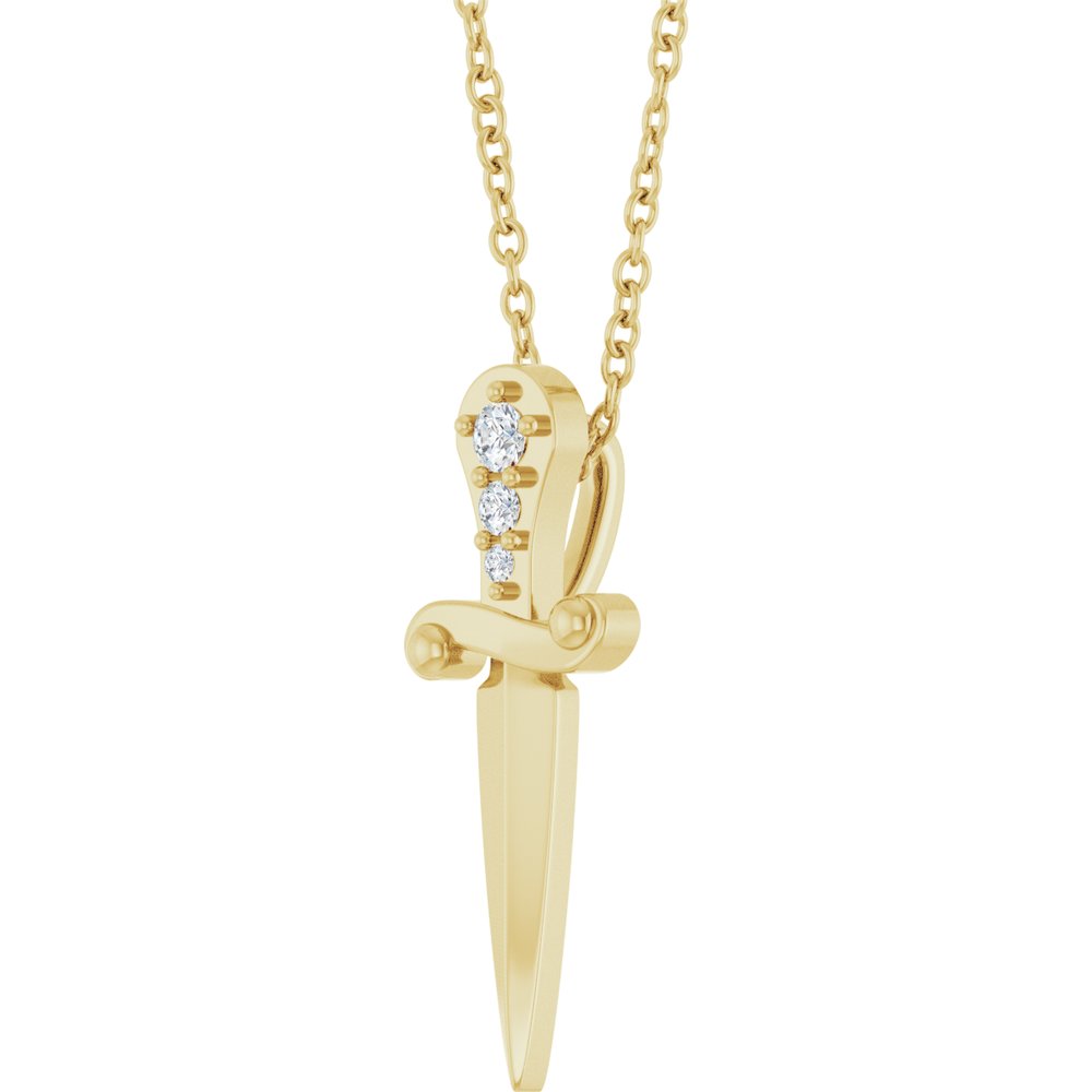 14K Yellow Gold .04 CTW Natural Diamond Dagger 16-18" Necklace