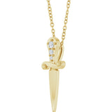 14K Yellow Gold .04 CTW Natural Diamond Dagger 16-18" Necklace