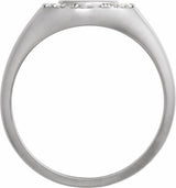 14K White Gold Engravable 1/10 CTW Natural Diamond Signet Ring