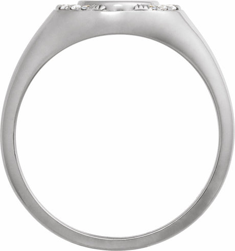 14K White Gold Engravable 1/10 CTW Natural Diamond Signet Ring