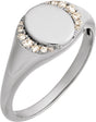 14K White Gold Engravable 1/10 CTW Natural Diamond Signet Ring