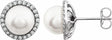 14K White Cultured White Freshwater Pearl  & 1/4 CTW Natural Diamond Earrings