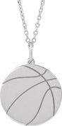 Sterling Silver Engravable Basketball 16-18" Necklace