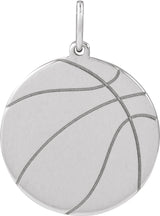 Sterling Silver Engravable Basketball Pendant