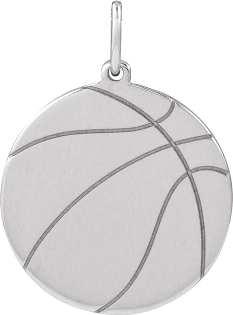 Sterling Silver Engravable Basketball Pendant