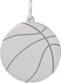 Sterling Silver Engravable Basketball Pendant