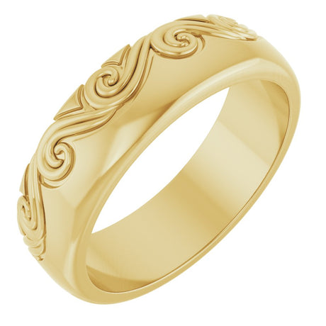 10K Yellow Gold 6 mm Sculptural Comfort-Fit Band Size 7.5