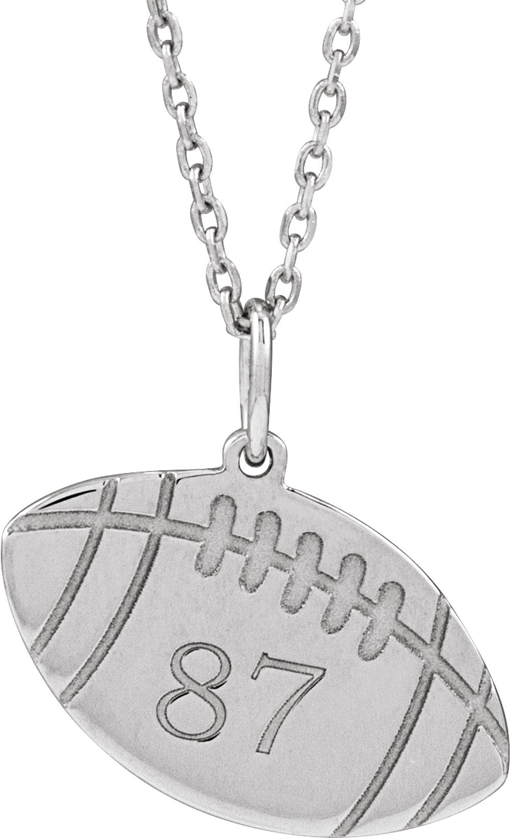 Sterling Silver Engravable Football 16-18" Necklace