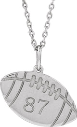 Sterling Silver Engravable Football 16-18" Necklace
