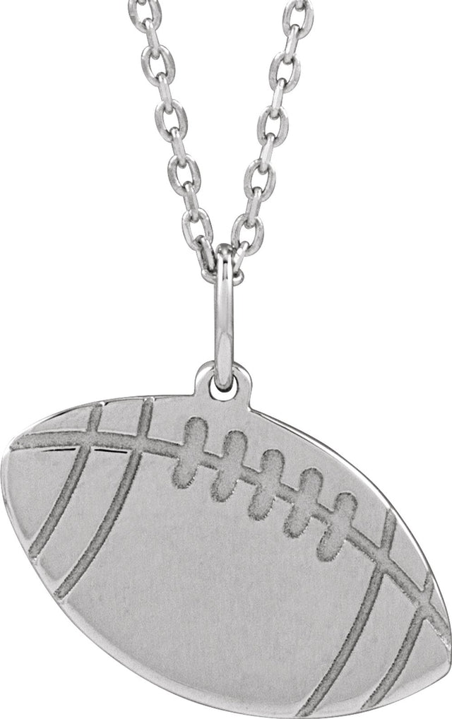 Sterling Silver Engravable Football 16-18" Necklace