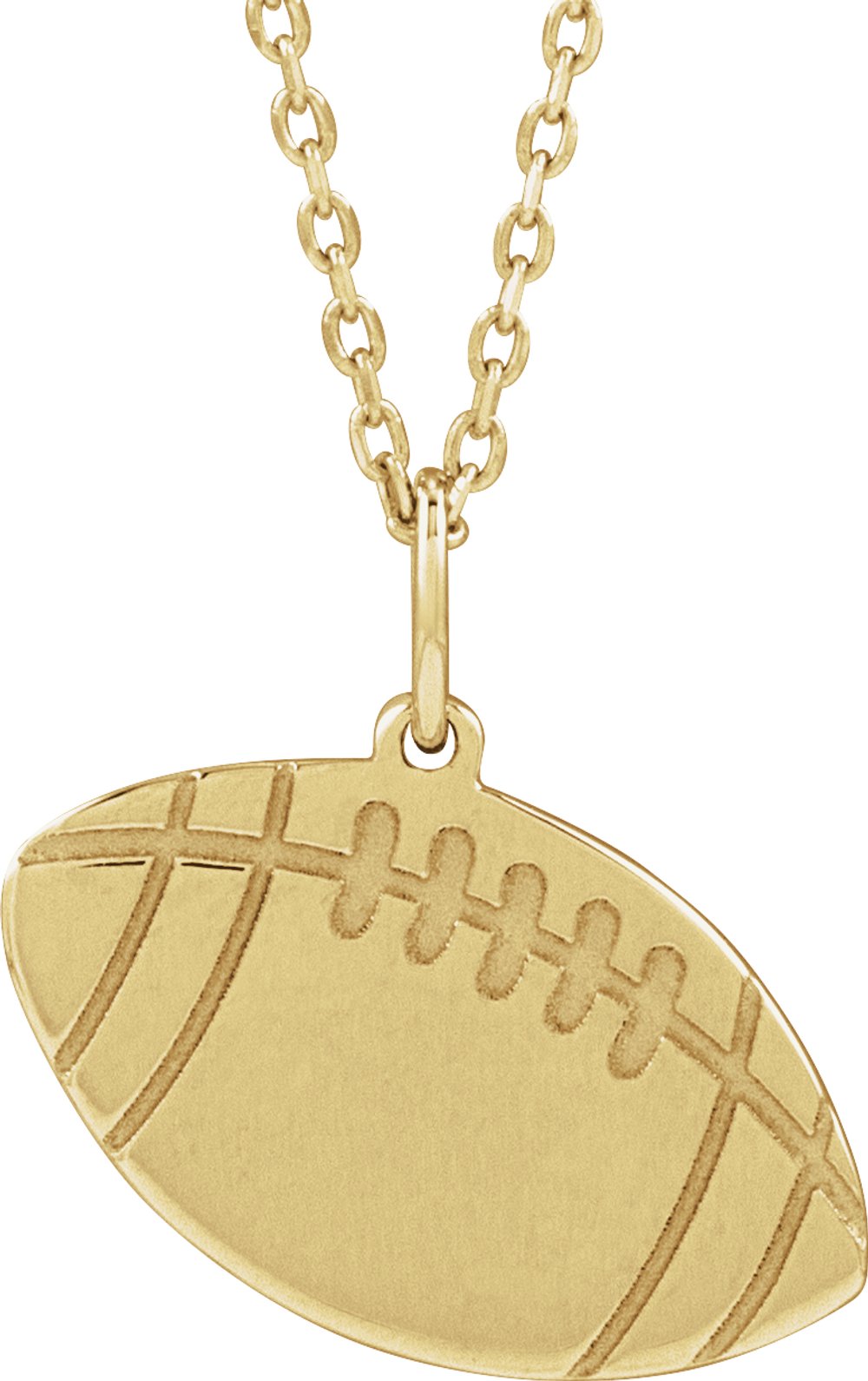 14K Yellow Engravable Football 16-18" Necklace
