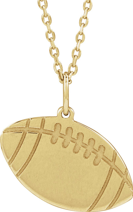 14K Yellow Engravable Football 16-18" Necklace