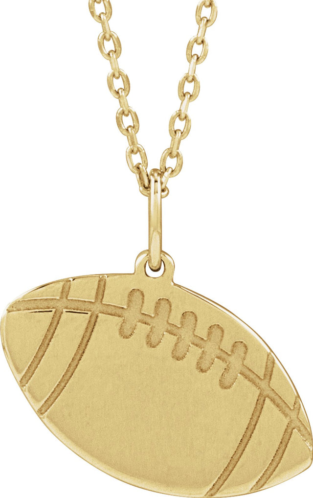 14K Yellow Engravable Football 16-18" Necklace