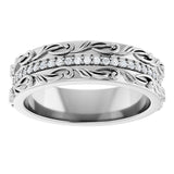 14K White Gold 1/4 CTW Natural Diamond Floral Accented Band