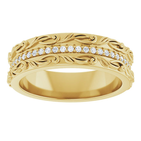 14K Yellow Gold 1/4 CTW Lab-Grown Diamond Floral Accented Band