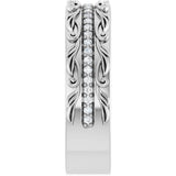 14K White Gold 1/4 CTW Natural Diamond Floral Accented Band