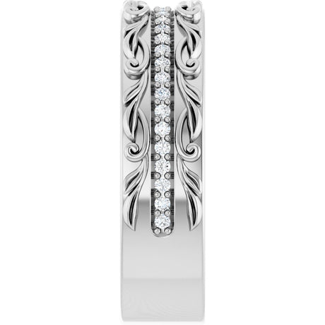 14K White Gold 1/4 CTW Natural Diamond Floral Accented Band