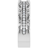 14K White Gold 1/4 CTW Natural Diamond Floral Accented Band