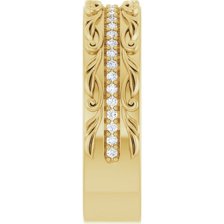 14K Yellow Gold 1/4 CTW Natural Diamond Floral Accented Band