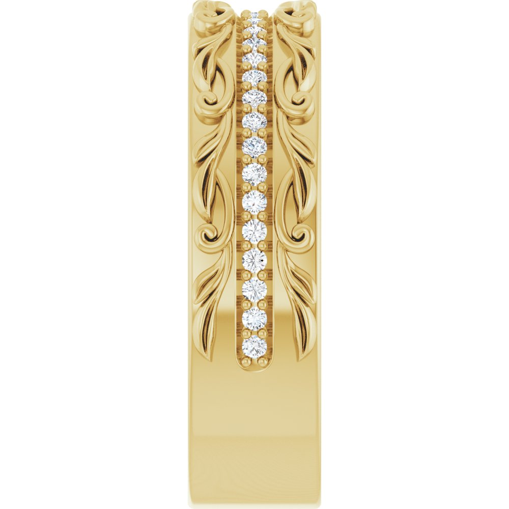 14K Yellow Gold 1/4 CTW Natural Diamond Floral Accented Band