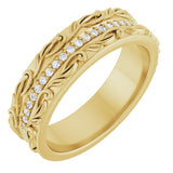 14K Yellow Gold 1/4 CTW Natural Diamond Floral Accented Band