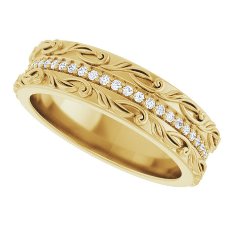 14K Yellow Gold 1/4 CTW Natural Diamond Floral Accented Band