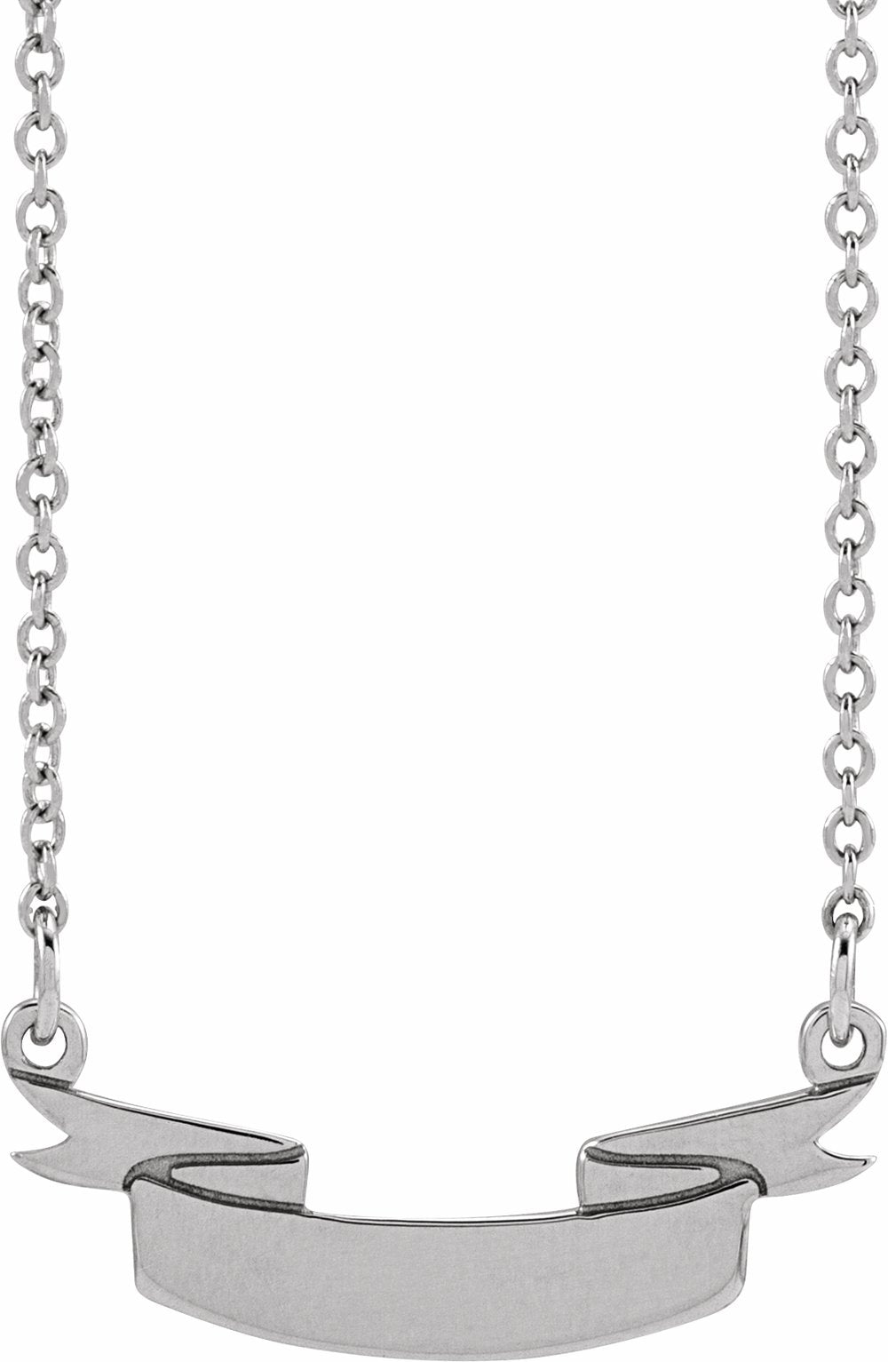 Sterling Silver Engravable Ribbon 16" Necklace