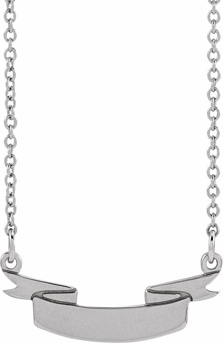 Sterling Silver Engravable Ribbon 16" Necklace