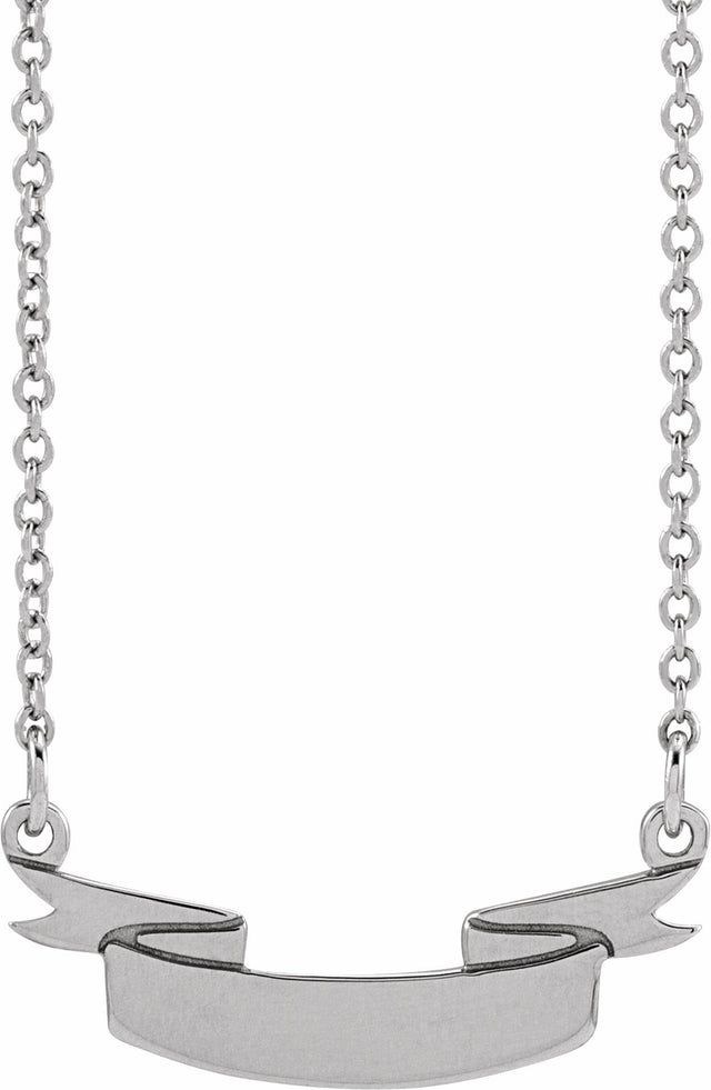 Sterling Silver Engravable Ribbon 16" Necklace