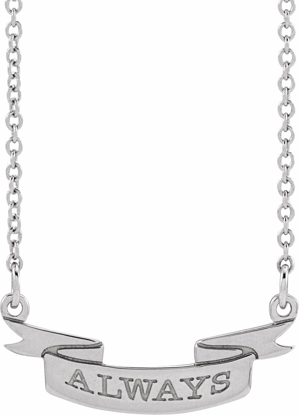 Sterling Silver Engravable Ribbon 16" Necklace