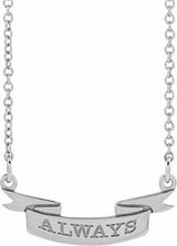 Sterling Silver Engravable Ribbon 16" Necklace