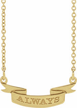 14K Yellow Engravable Ribbon 16" Necklace
