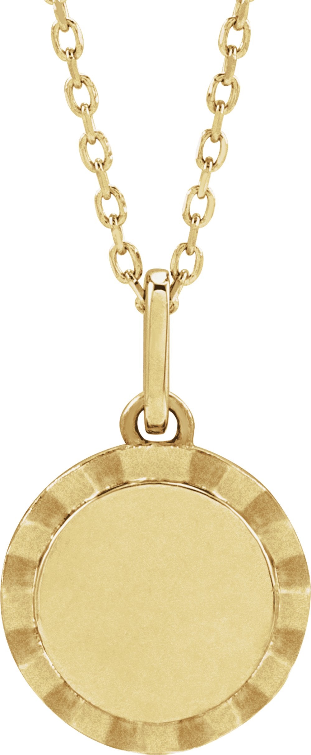 14K Yellow Gold Engravable Sunburst 16-18" Necklace