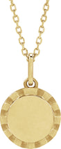 14K Yellow Gold Engravable Sunburst 16-18" Necklace