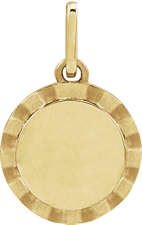 14K Yellow Gold Engravable Sunburst Pendant