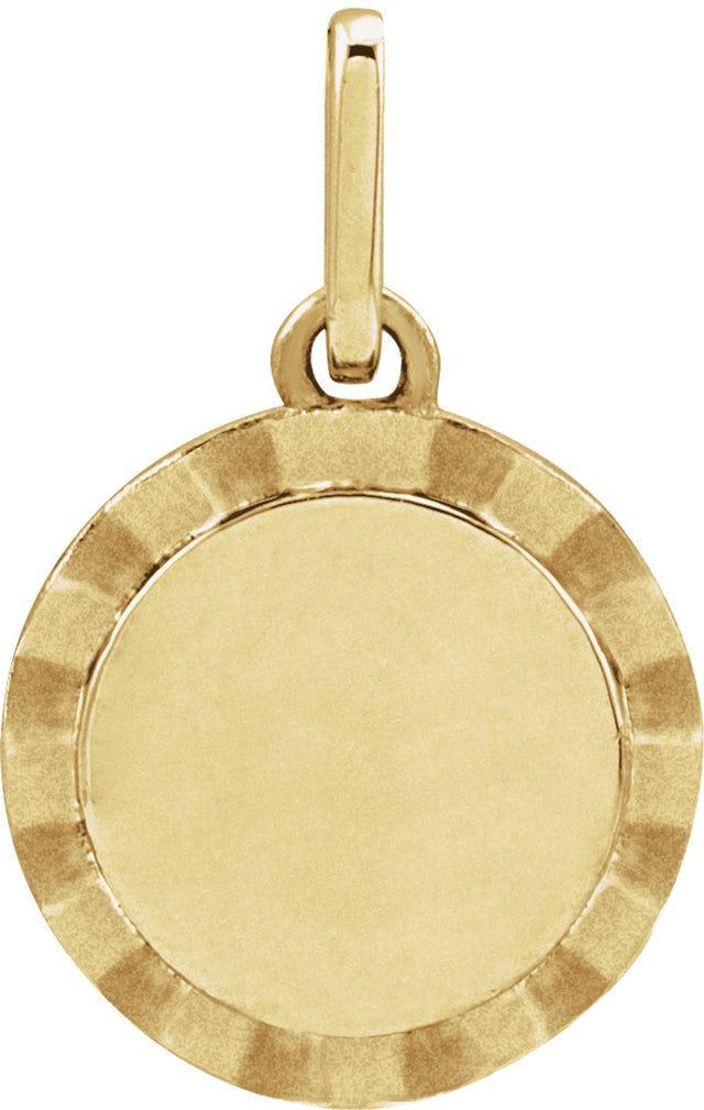 14K Yellow Gold Engravable Sunburst Pendant