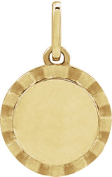 14K Yellow Gold Engravable Sunburst Charm/Pendant